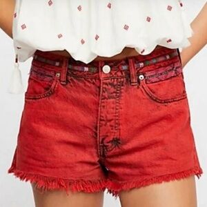 NWT Free People Red Jean Shorts